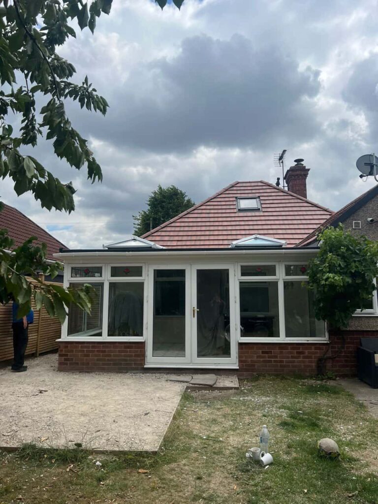 This is a photo of a hipped roof on a bungalow that has just had roof repairs carried out. Works carried out by Tamworth Roofing Repairs
